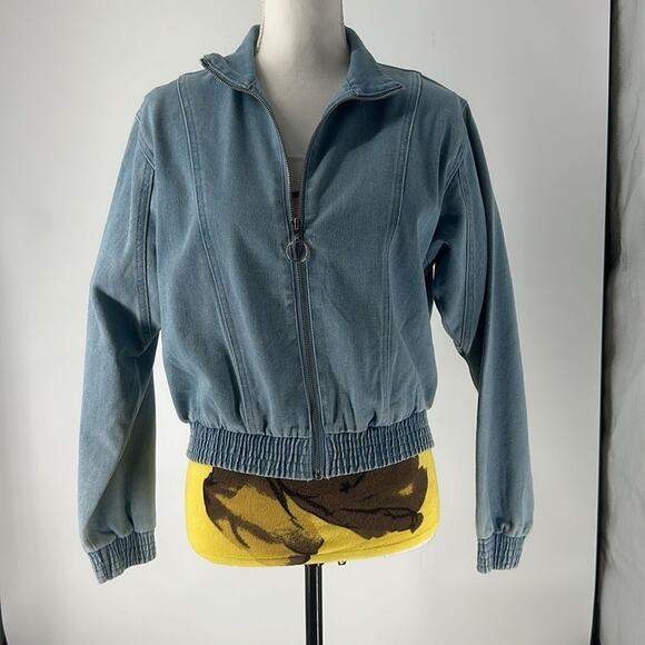 Haute Monde 80's Vibe Jean Jacket Size Small. Gathered waist and cuffs. - Picture 1 of 3